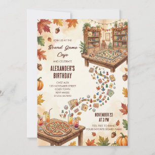 Cosy Fall Board Game Cafe Birthday Night Invitation