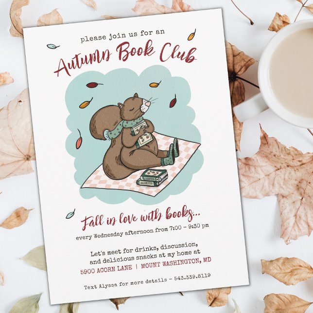 Cosy Fall Book Club Invitation (Autumn Squirrel Book Club Invite)