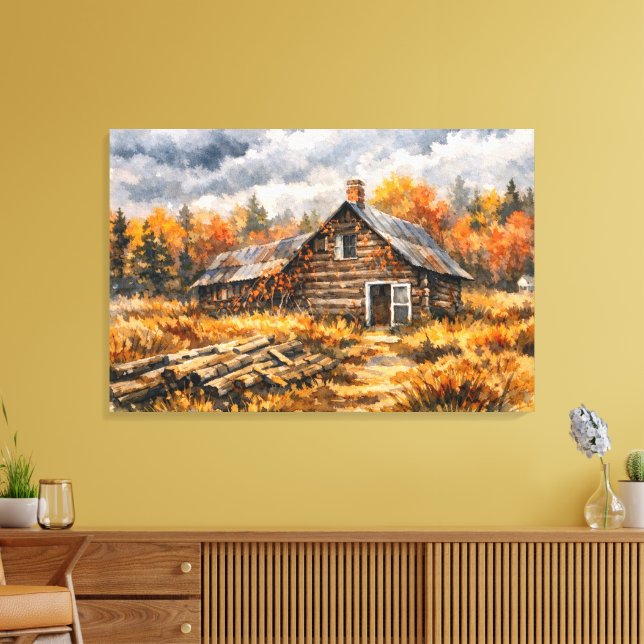 Cosy Fall Cabin Landscape Wall Art (Insitu(LivingRoom))