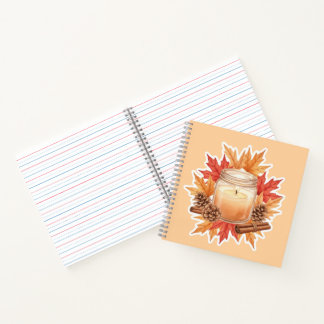 Cosy Fall Candle with Maple Leaves | Autumn Design Notebook