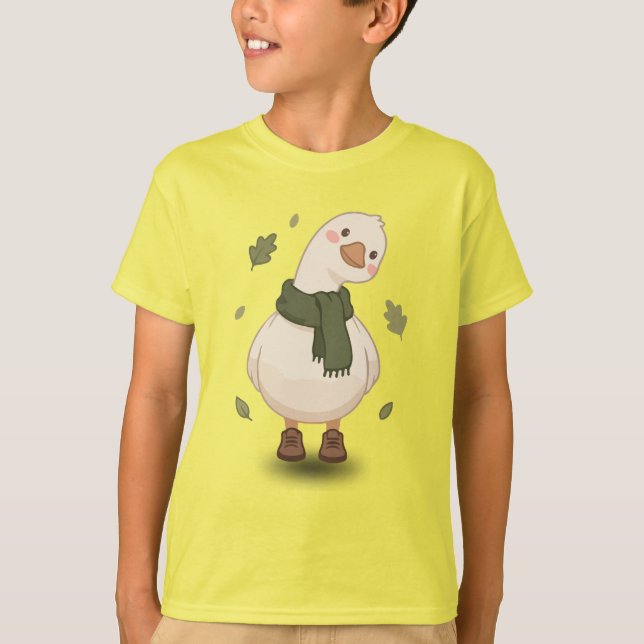 Cosy Fall Cartoon Duck T-Shirt (Front)