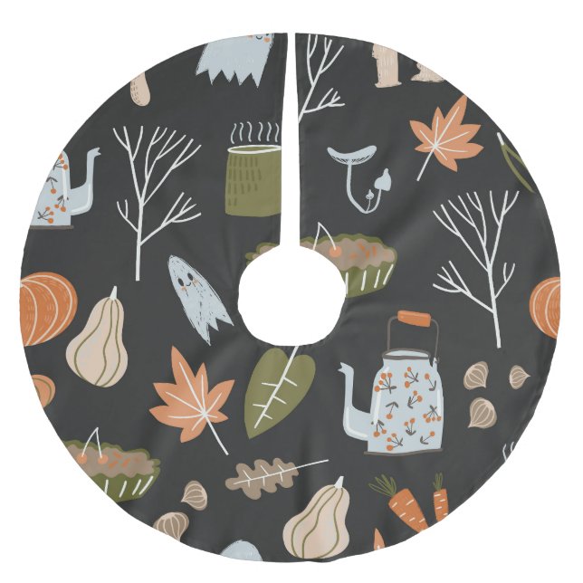 Cosy Fall Elements: Warm Pattern. Brushed Polyester Tree Skirt (Front)
