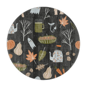 Cosy Fall Elements: Warm Pattern. Cutting Board
