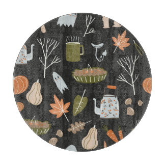 Cosy Fall Elements: Warm Pattern. Cutting Board