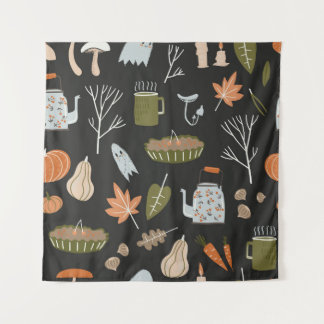Cosy Fall Elements: Warm Pattern. Tapestry