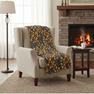 Cosy Fall Fleece Blanket with Autumn Leaves