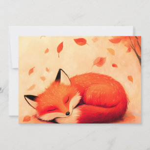 Cosy Fall Forest Sleeping Fox Holiday Card