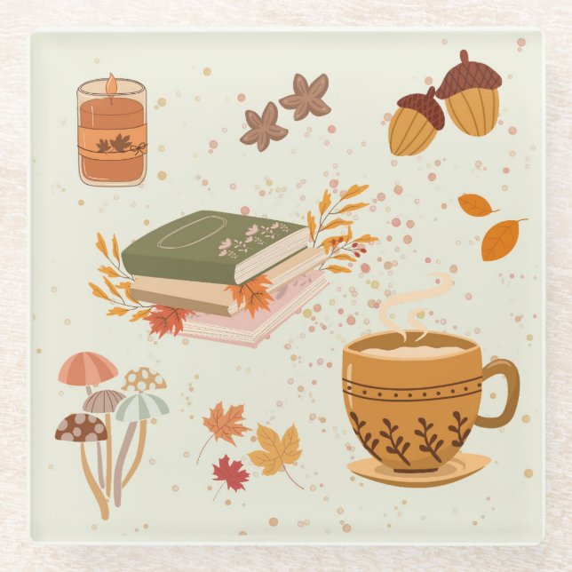Cosy Fall Glass Coaster (Front)