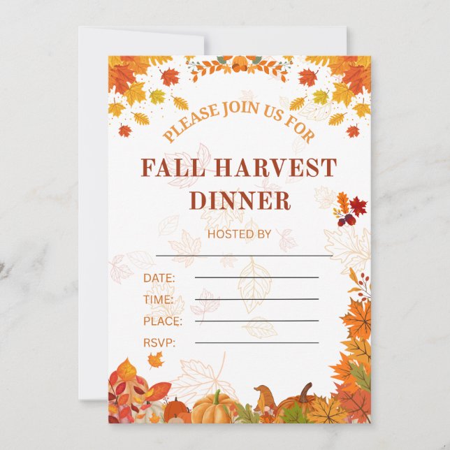 Cosy Fall Harvest Dinner Invitation (Front)