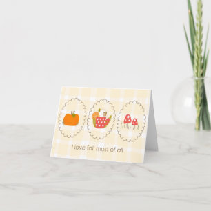 Cosy Fall Harvest Season Holiday Pumpkin Gingham Card