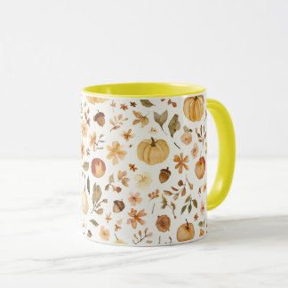 Cosy Fall Harvest Watercolor Mug | Autumn Pumpkin