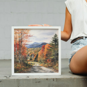 Cosy Fall In Vermont Watercolor Art Poster