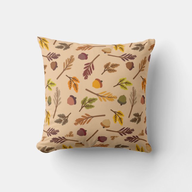 Cosy Fall Leaves & Acorns Cushion (Front)