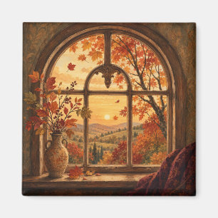 Cosy Fall Leaves and Rustic Seasonal Decor Magnet