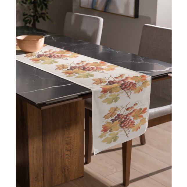 Cosy Fall Leaves Grapes Pattern Family Table Cover Medium Table Runner (Creator Uploaded)