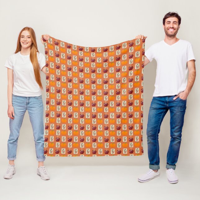 Cosy Fall Mahjong Fleece Blanket (In Situ)