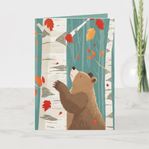 Cosy Fall Moments with a Woodland Bear Birthday Card