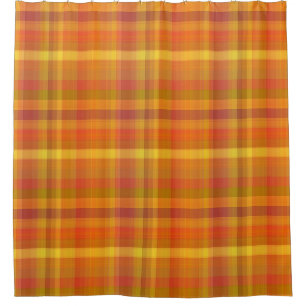 Cosy Fall Orange Plaid Pattern Shower Curtain