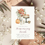 Cosy Fall Pumpkin Autumn Housewarming Brunch Invitation<br><div class="desc">Invite friends,  family,  or neighbours for an elegant autumn or fall housewarming brunch gathering with these beautiful watercolor invitations. Design features your housewarming brunch details in modern lettering,  topped with an illustration of fall desserts,  wildflowers,  candles,  and a pumpkin.</div>