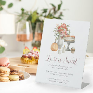 Cosy Fall Pumpkin "Love is Sweet" Dessert Menu Pedestal Sign