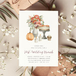 Cosy Fall Pumpkin Post-Wedding Brunch Invitation<br><div class="desc">Invite wedding guests for an elegant autumn or fall post-wedding brunch gathering with these beautiful watercolor invitations. Design features your brunch details in modern lettering,  topped with an illustration of fall desserts,  wildflowers,  candles,  and a pumpkin.</div>