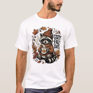 Cosy Fall Racoon T-Shirt, Autumn Racoon Lover T-Shirt