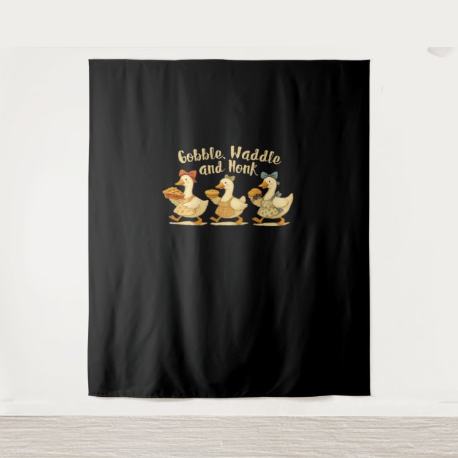 Cosy Fall Season Goose Gobble Waddle Honk Cute Cot Tapestry (Front)
