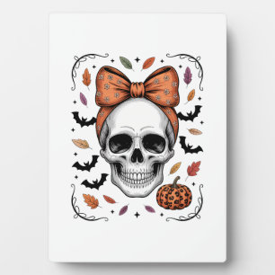 Cosy Fall Skull Coquette Bow, Autumn Plaque