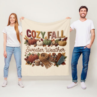 Cosy Fall Sweater Weather Yarn Art Fleece Blanket
