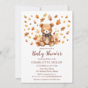Cosy Fall Teddy Bear Baby Shower Invitation