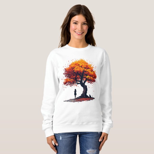Cosy Fall Tree Long Sleeve • Autumn Companion Sweatshirt (Front Full)