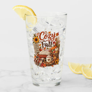 Cosy Fall Vibes Autumn Pumpkins Hot Drinks Glass