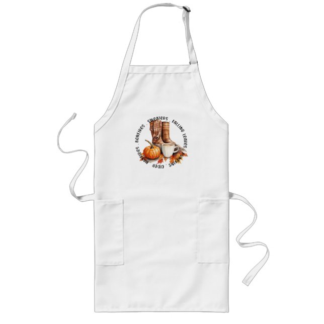 Cosy Fall Vibes – Boots, Pumpkin Spice, Bonfires Long Apron (Front)