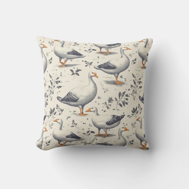Cosy farm-inspired goose pattern for cosy spaces cushion (Front)
