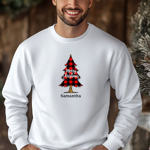 Cosy Farmhouse Plaid Tree Christmas Hoodie Outfit