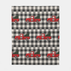 Cosy Farmhouse Red Truck Route 66 Winter Throw Fleece Blanket