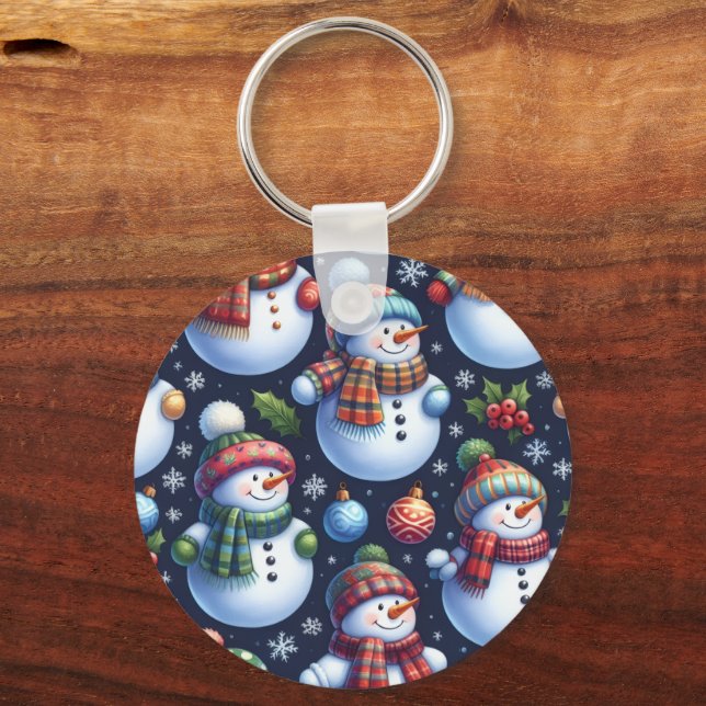 Cosy Festive Snowman Key Ring (Front)
