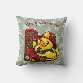 Cosy Firefighter Christmas Rubber Duck Decor Cushion