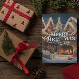 Cosy Fireplace Christmas Card