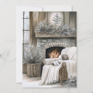 Cosy Fireplace Christmas Holiday Card