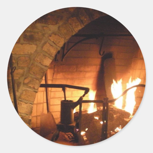 Cosy Fireplace Classic Round Sticker (Front)