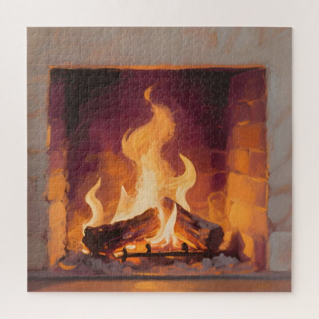 Cosy Fireplace Flames Jigsaw Puzzle (Vertical)