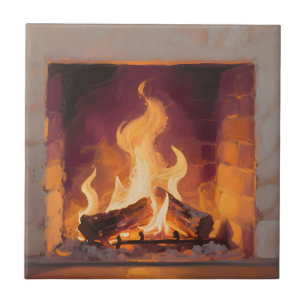 Cosy Fireplace Flames Tile