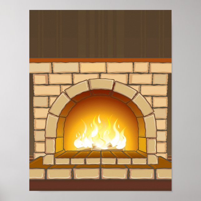 Cosy Fireplace Illustration Poster (Front)
