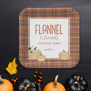 Cosy Flannel and Friends Friendsgiving Dinner Paper Plate