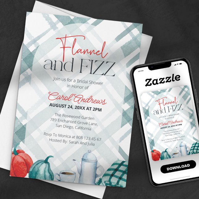 Cosy Flannel & Fizz Bridal Shower Invitation (Creator Uploaded)