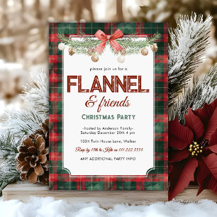 Cosy Flannel Friends Holiday Christmas Party Invitation