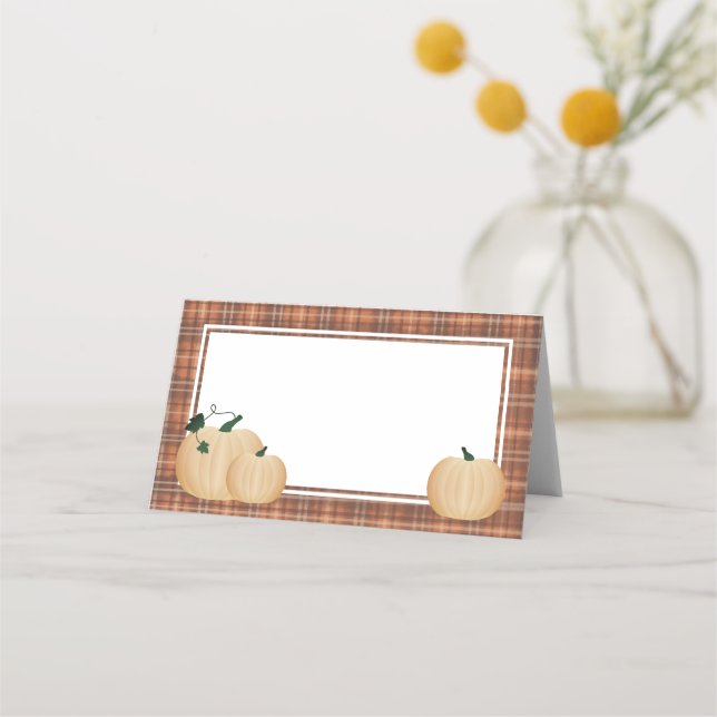 Cosy Flannel Friendsgiving Dinner Place Card (Front)