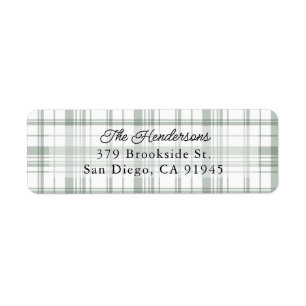 Cosy Flannel Plaid Christmas Address Label - Green