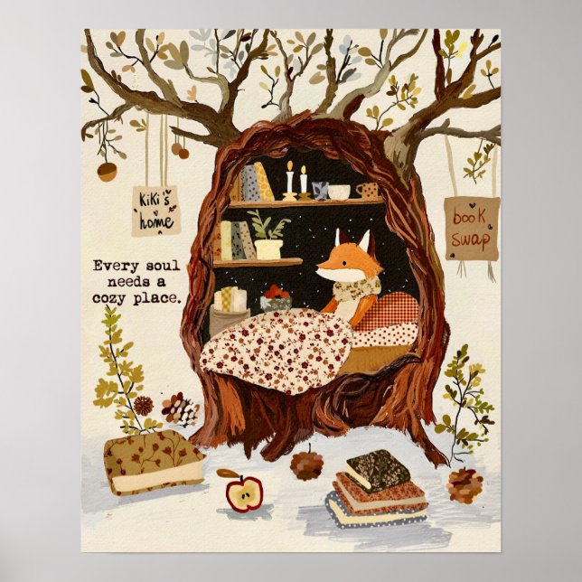 Cosy Fox Cottagecore Wall Art (Front)